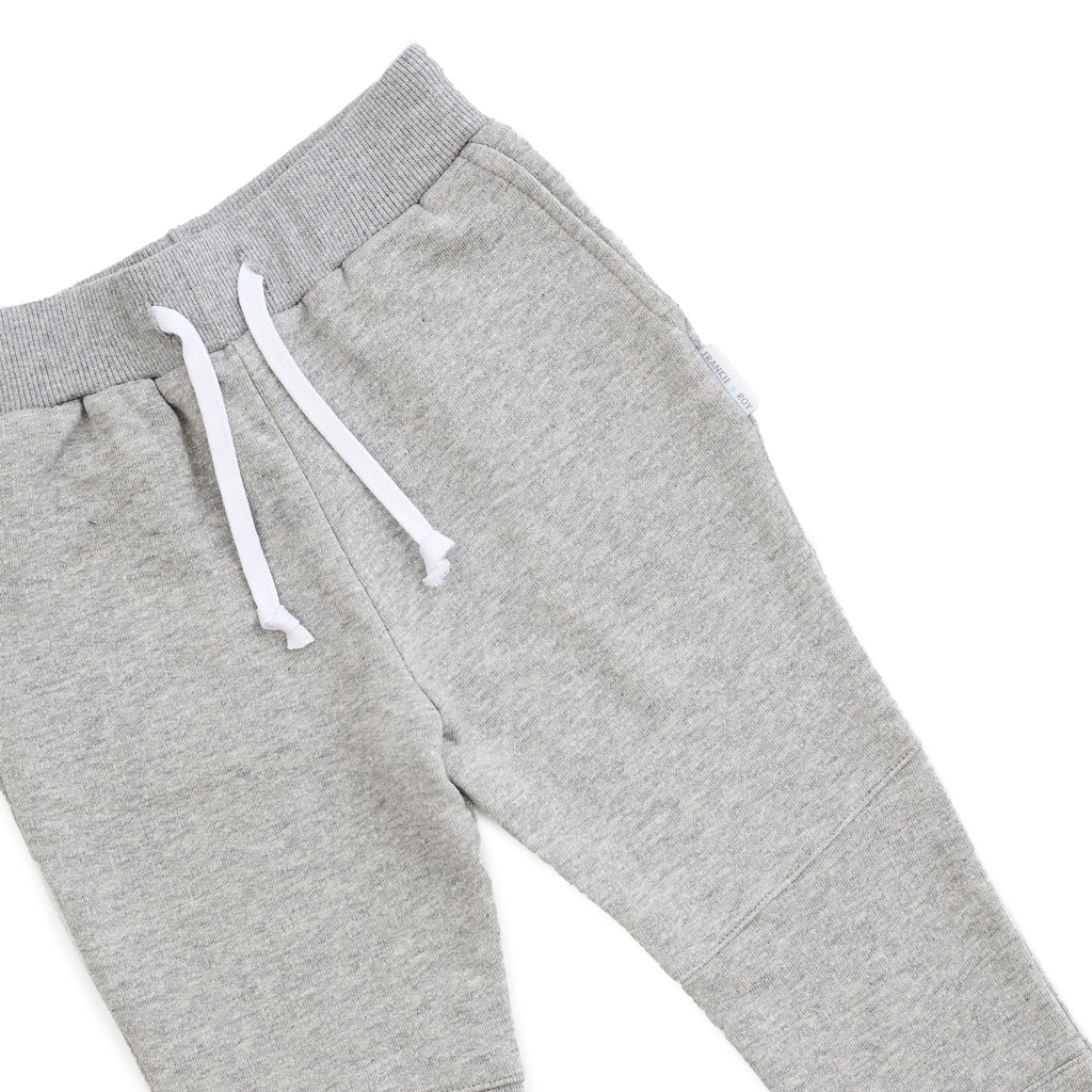 Grey Skinny & Slim trackies/ joggers for boys & girls. Made in Australia our pants are designed with a smaller waist without compromising on length. Best pants for skinny kids